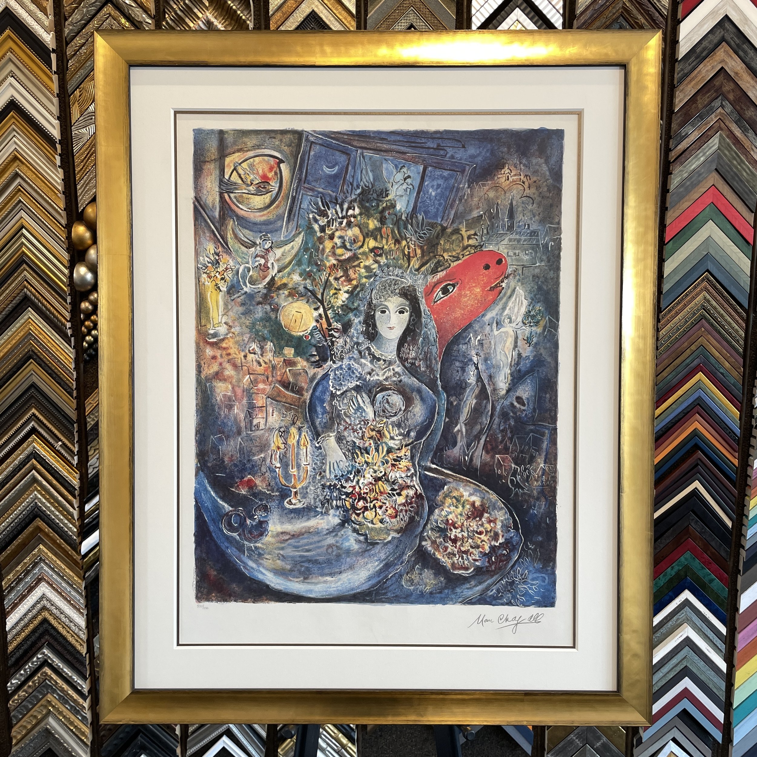 Chagall painting framed in gold frame