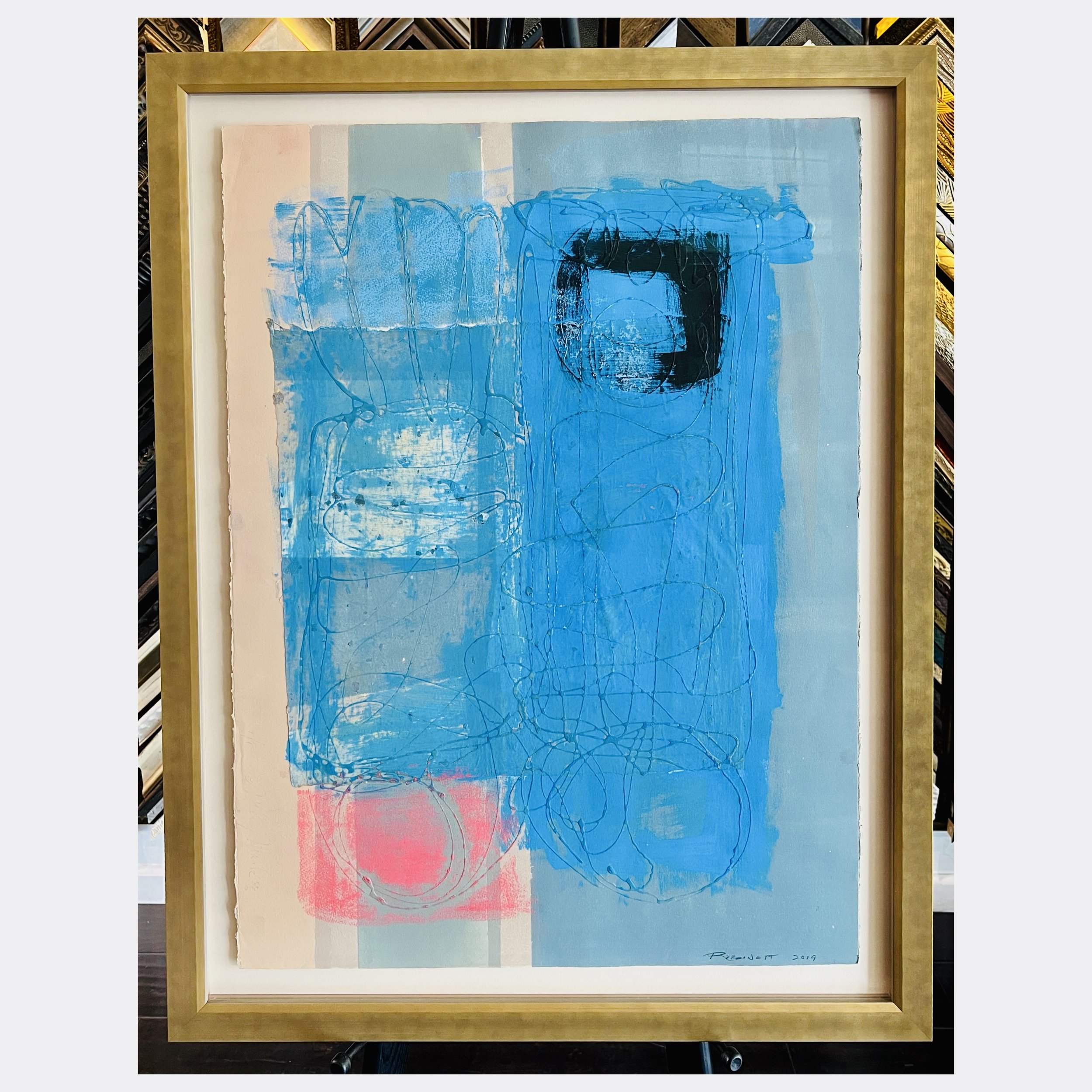 Picture frame for floating art by Underglass framer in San Francisco