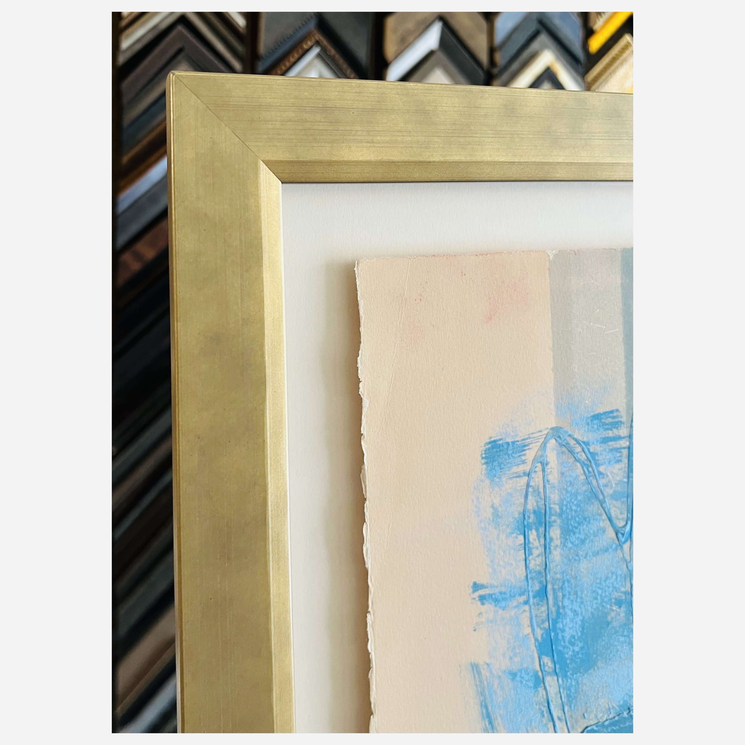 Picture frame for floating art by Underglass framer in San Francisco