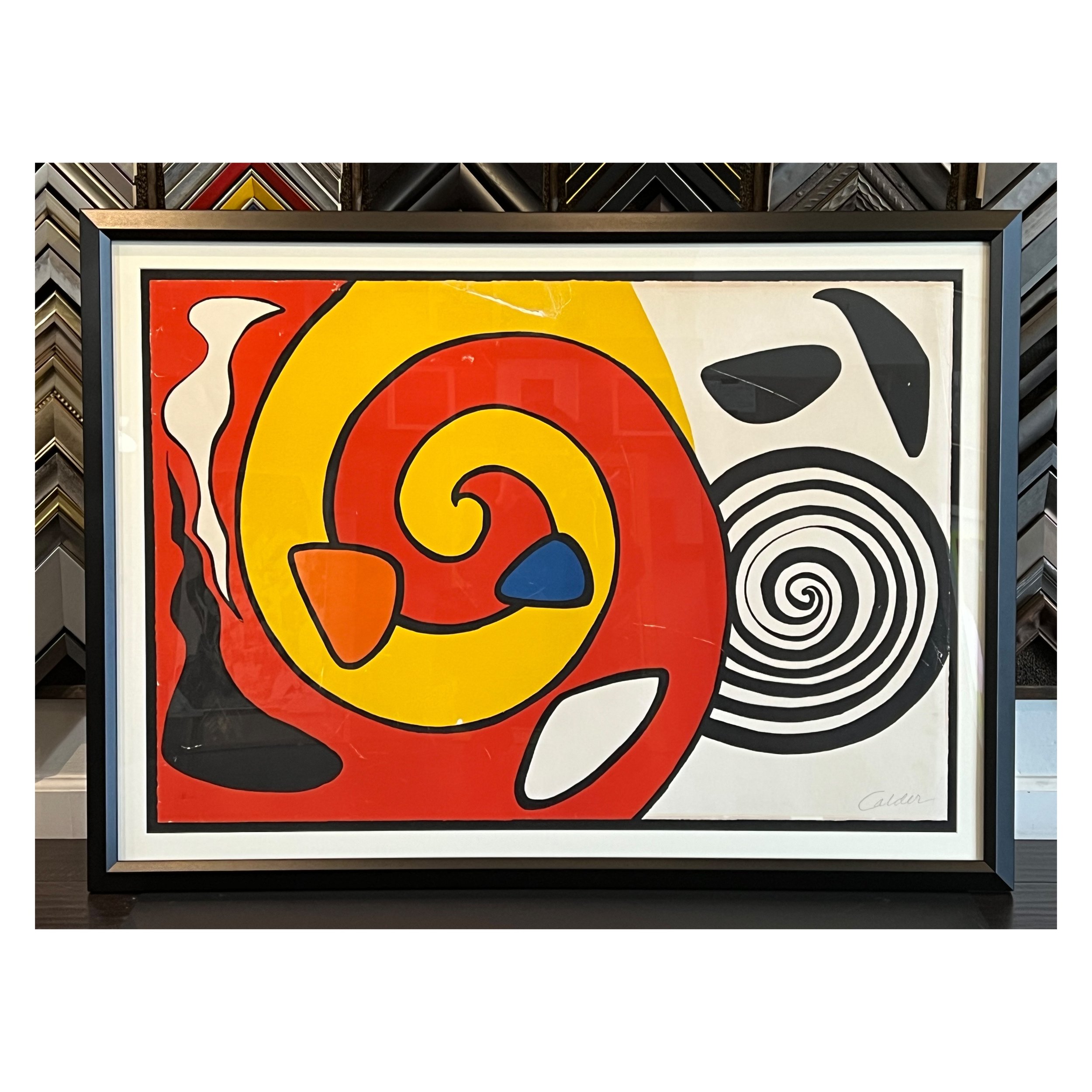 Black custom picture frame for Calder print at Underglass Custom Picture Framing in San Francisco