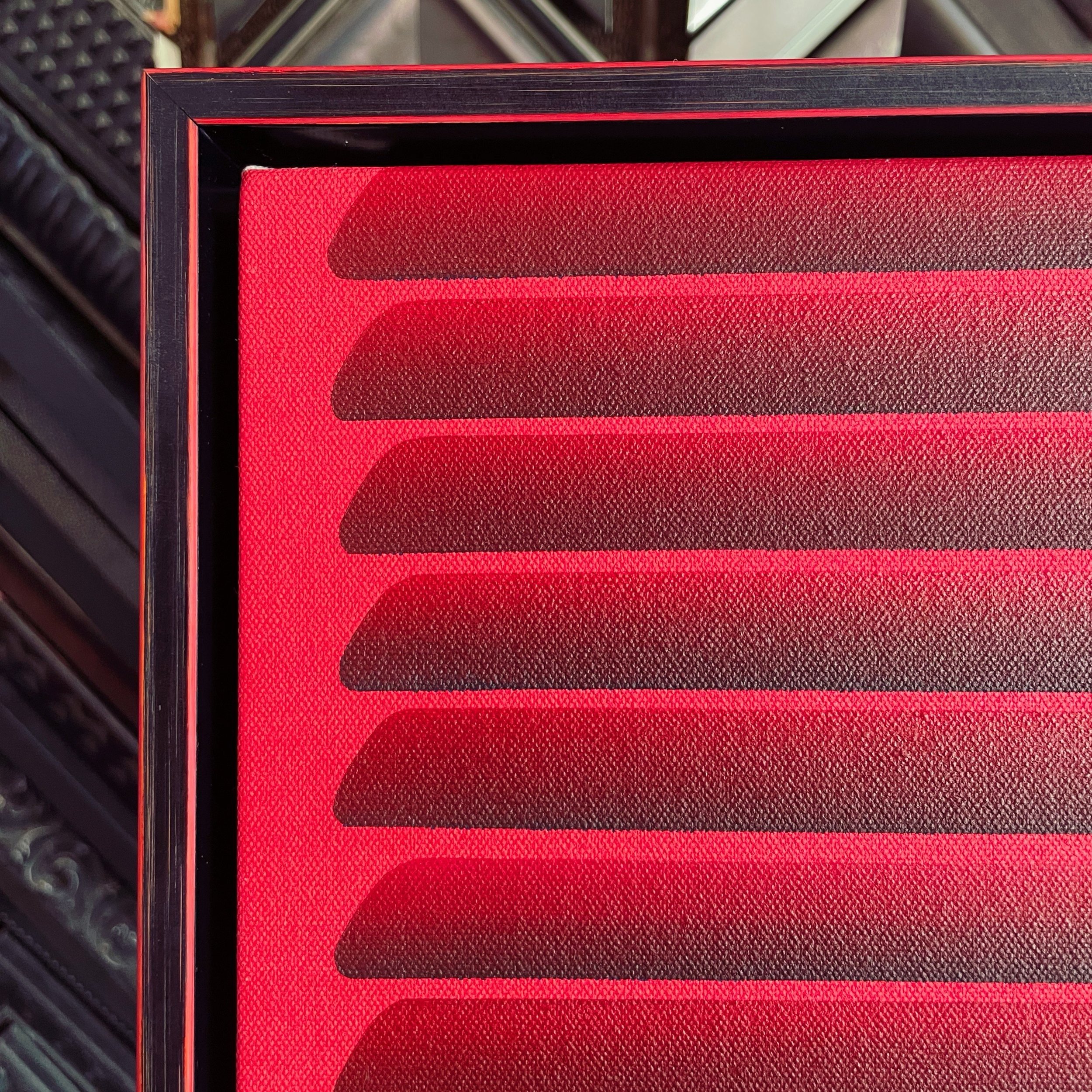 detail of custom frame for canvas
