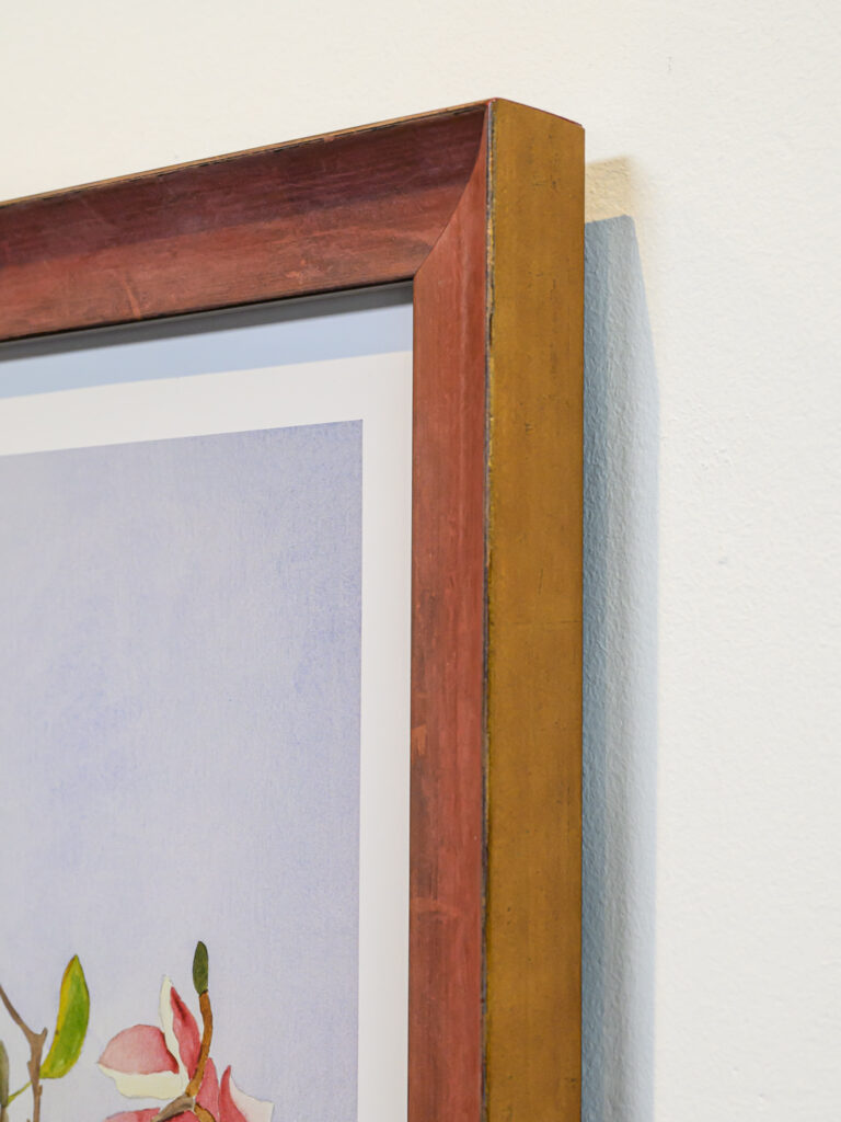 Conservation framing with spacers and museum glass at Underglass custom frame shop in San Francisco's Castro District