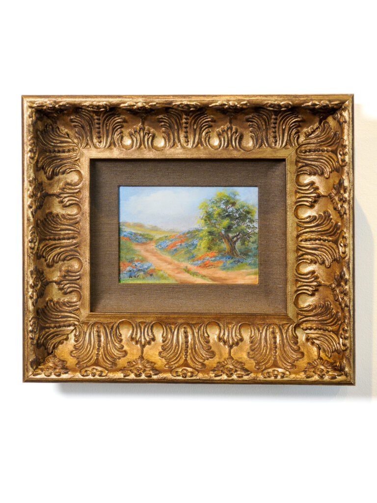 Custom framed impressionist oil painting with ornate gilded French classic frame, Castro frame shop San Francisco