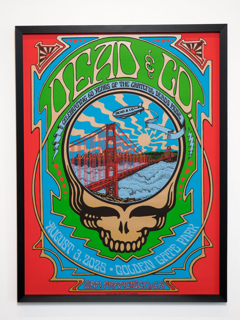Custom framed Grateful Dead 60th anniversary poster in black Ribbed Tribeca frame, Castro frame shop San Francisco