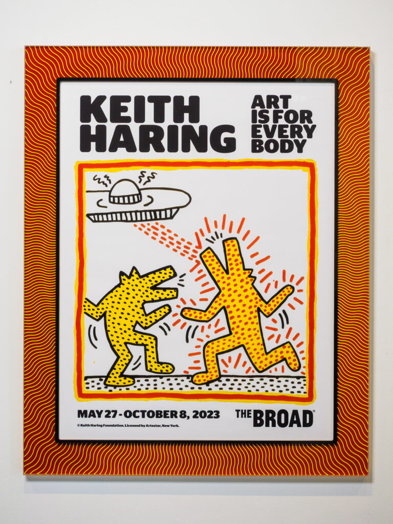 Keith Haring Art Is for Everybody show poster in a radiant acrylic frame, custom framed at Underglass in San Francisco