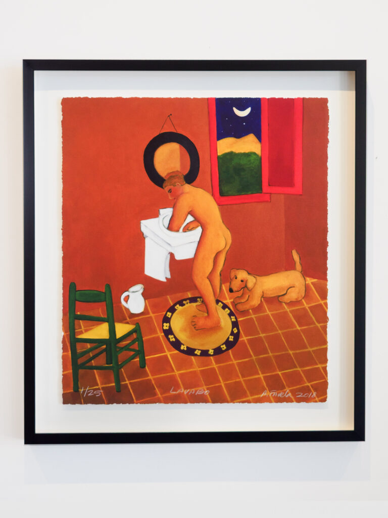Limited edition Abelardo Favela print in black satin shadowbox with float mount, fine art framing Castro San Francisco