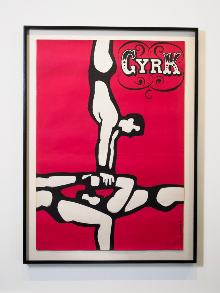 Original 1964 Cyrk poster by Wiktor Górka in black hardwood shadowbox, conservation framing Castro San Francisco