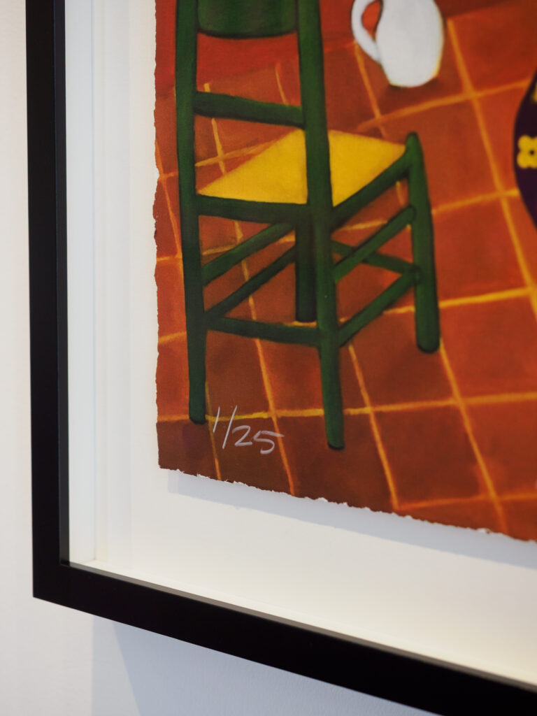 Close-up of float mounted deckled edge on Abelardo Favela limited edition print, custom picture framing San Francisco
