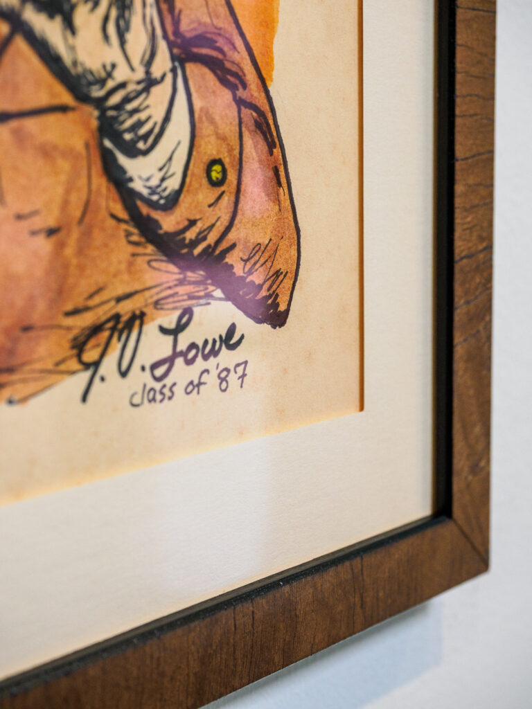 Close-up of reverse cut bevel mat showing void between mat and aged paper, conservation framing San Francisco Underglass